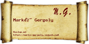 Markó Gergely névjegykártya